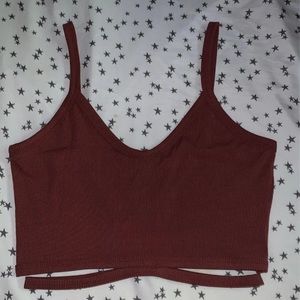 red cutout crop tank